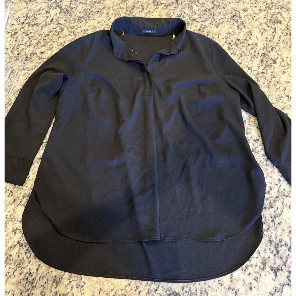 Paige Women’s Long Sleeve Collared Blouse Long Tail Black Size Unknown